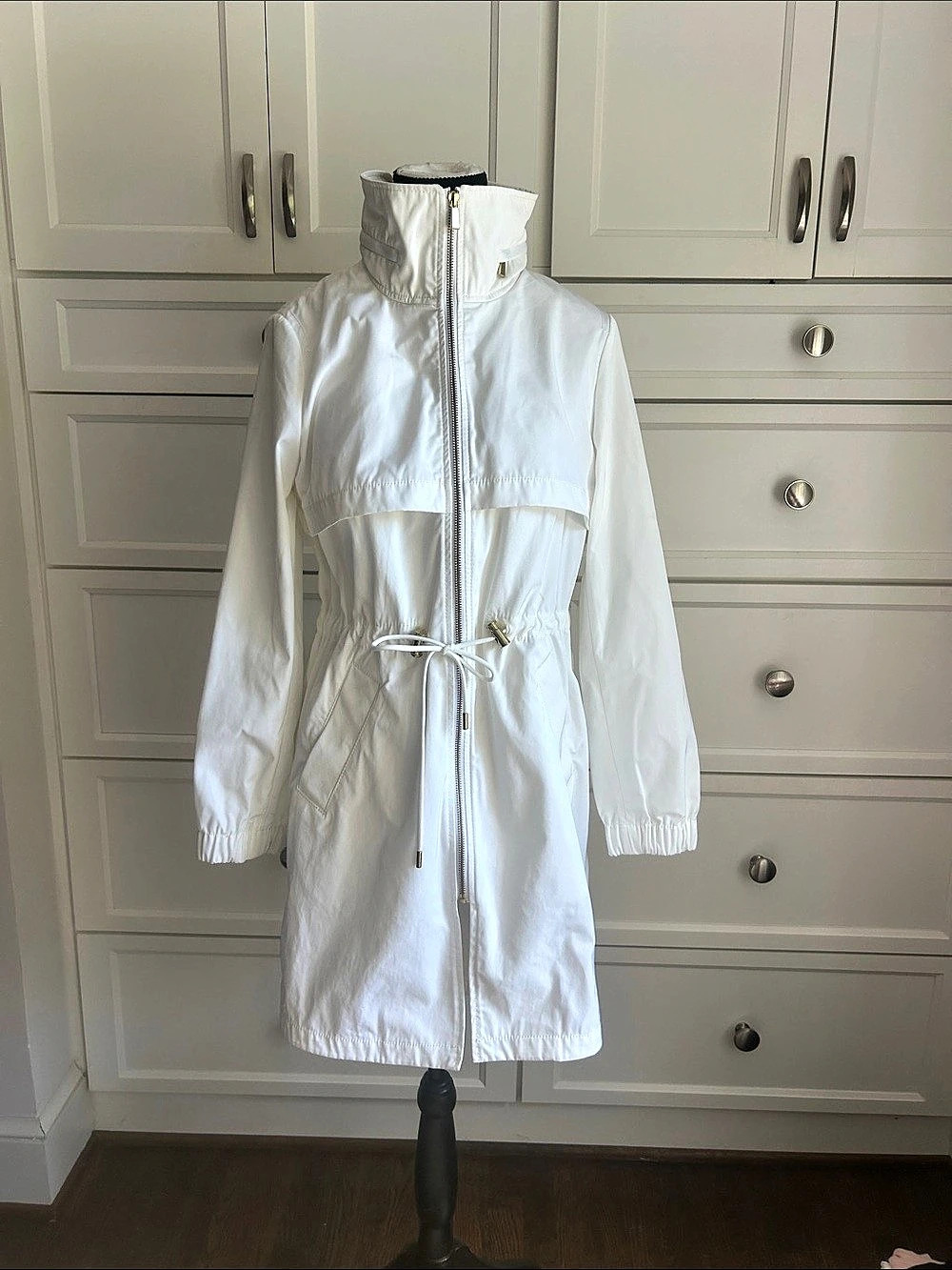 Banana Republic Water-Resistant White Anorak Coat XS NWT